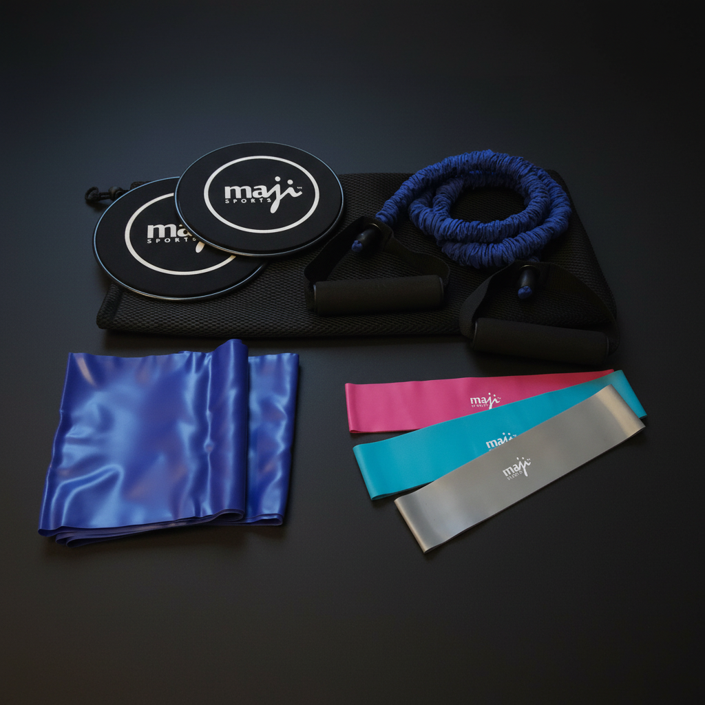 Home Fitness Bundle | Resistance Bands, Stretch Band, Exercise Tube & Core Discs