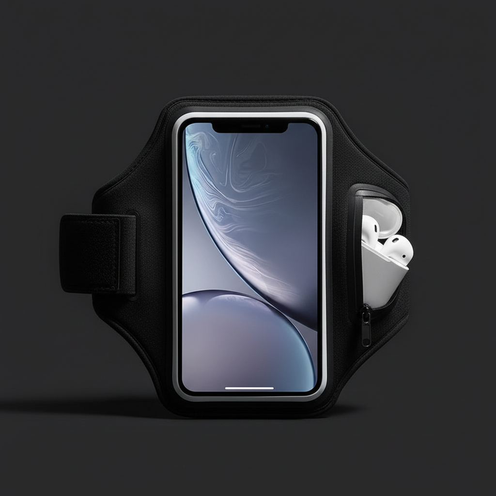 LUXLifts Phone Armband showing phone and AirPods pocket detail