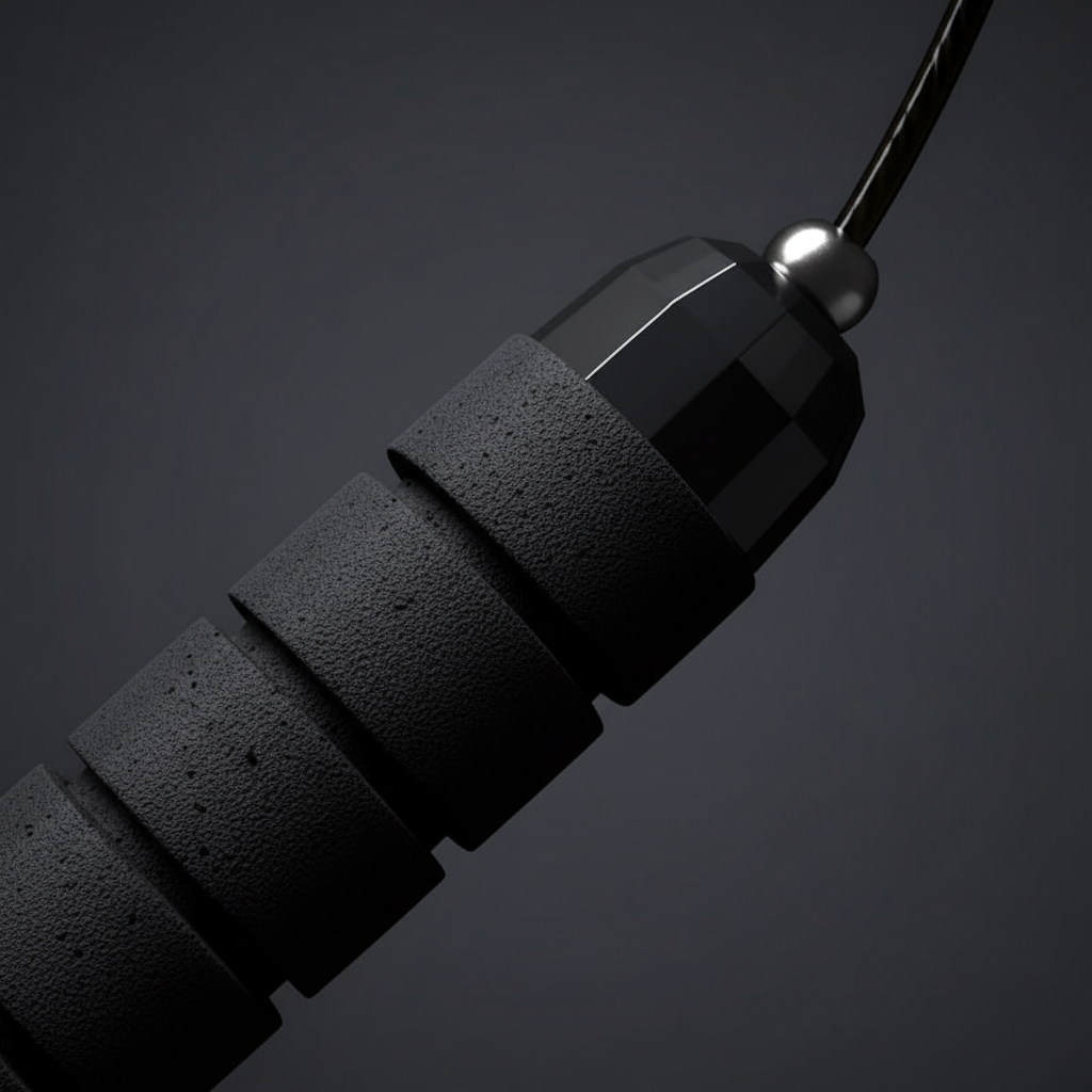 LUXLifts Speed Jump Rope foam handle and ball bearing close up